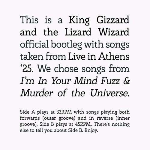 King Gizzard and the Lizard Wizard Songs from I'm in Your Mind Fuzz & Murder of the Universe Live in Athens '25 LP 1